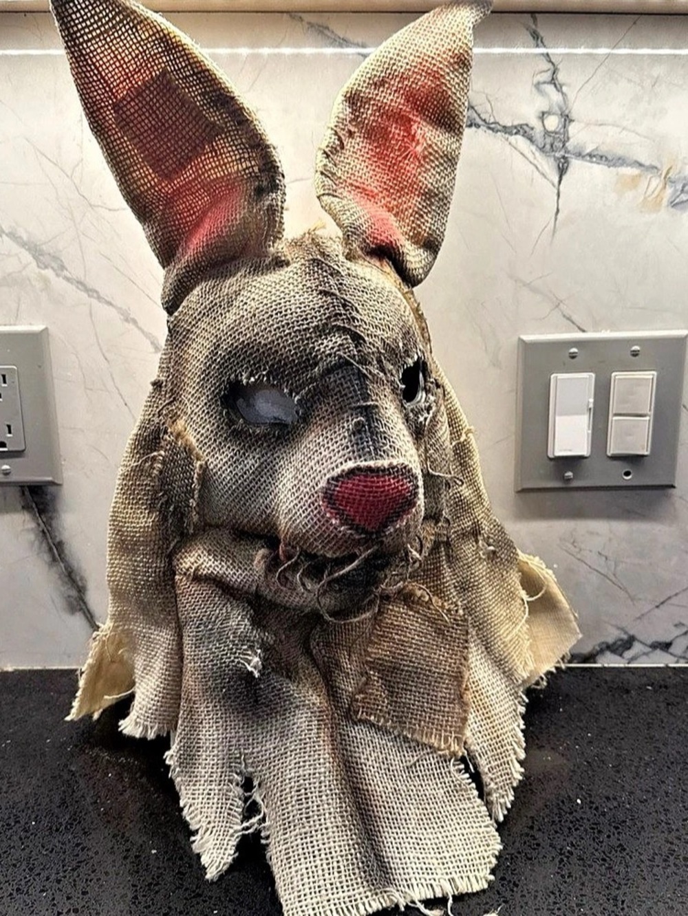 Brown & Red Burlap Rabbit Halloween Mask